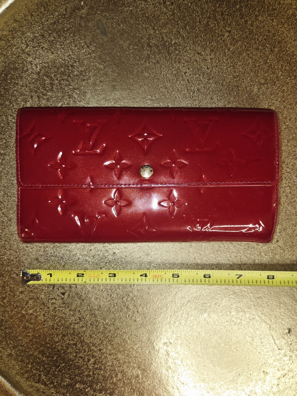 Authentic Louis Vuitton Sarah Wallet Pomme D'Amour Red Vernis Patent Leather - Picture 13 of 15